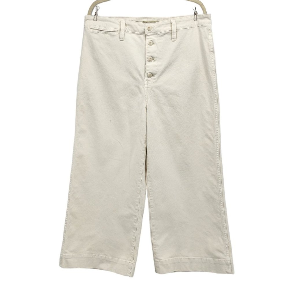 Madewell Emmett Ivory Wide-Leg Crop Button Fly Pants Womens 33